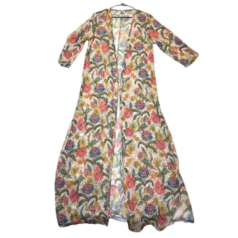 Show Me Your MuMu Floral Print Bloomtastic Karmyn Cape Kimono Duster Sz S USA - Picture 2 of 8